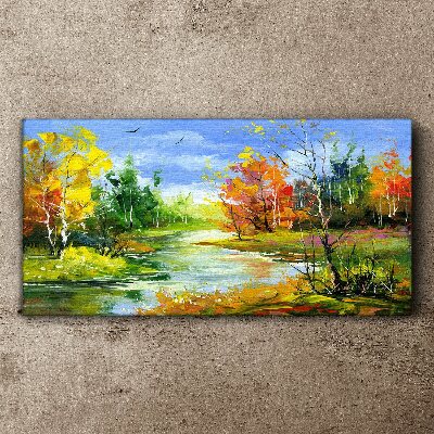 Tableau imprimé sur toile Paysage d'automne au bord de la rivière