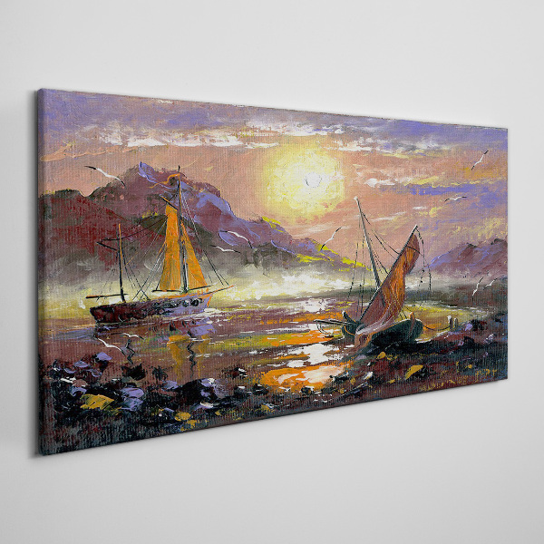 Tableau sur toile Coucher de soleil sur la mer