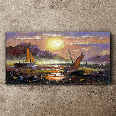 Tableau sur toile Coucher de soleil sur la mer