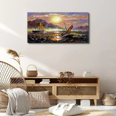 Tableau sur toile Coucher de soleil sur la mer