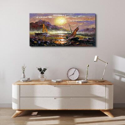 Tableau sur toile Coucher de soleil sur la mer