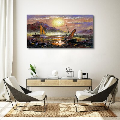 Tableau sur toile Coucher de soleil sur la mer