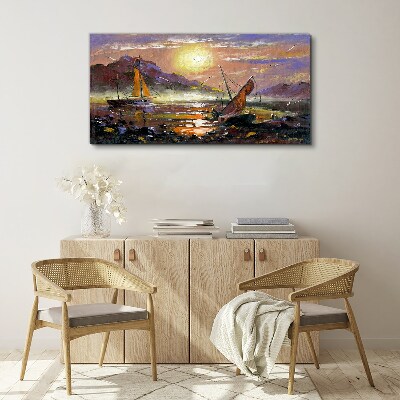 Tableau sur toile Coucher de soleil sur la mer