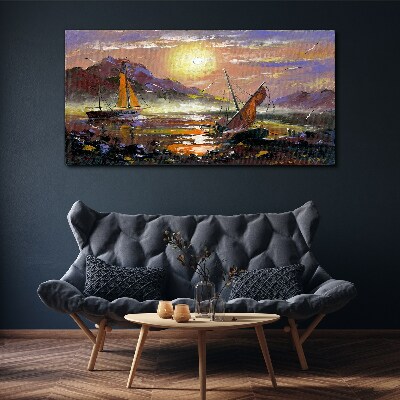 Tableau sur toile Coucher de soleil sur la mer