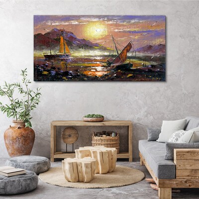 Tableau sur toile Coucher de soleil sur la mer