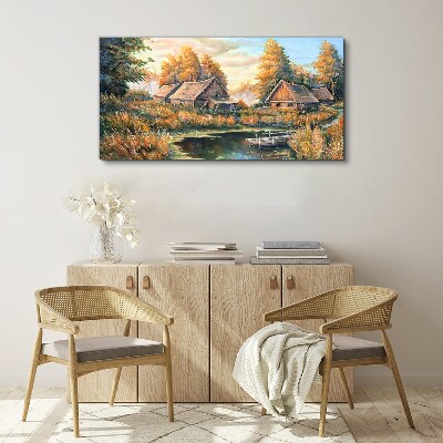 Tableau toile imprimée Un paysage rural paisible le matin