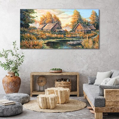Tableau toile imprimée Un paysage rural paisible le matin