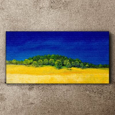 Tableau imprimé sur toile Champs dorés sous un ciel bleu