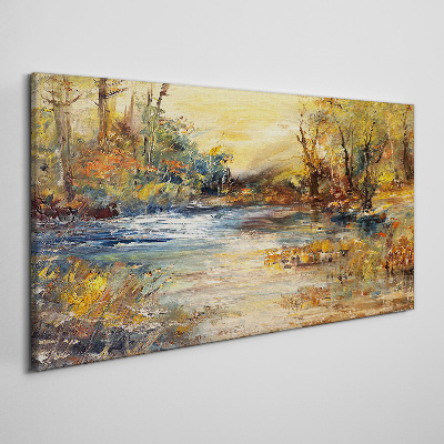 Tableau imprimé sur toile Rivière d'automne aux couleurs dorées