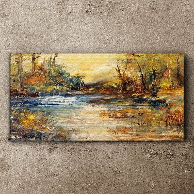Tableau imprimé sur toile Rivière d'automne aux couleurs dorées