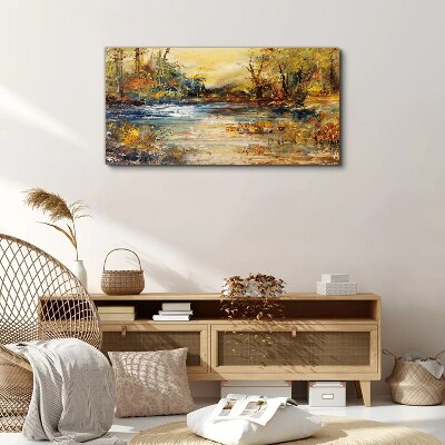 Tableau imprimé sur toile Rivière d'automne aux couleurs dorées