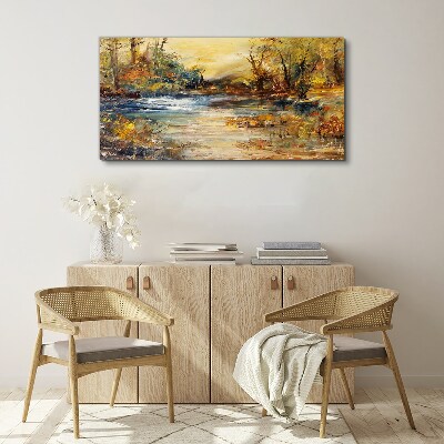 Tableau imprimé sur toile Rivière d'automne aux couleurs dorées