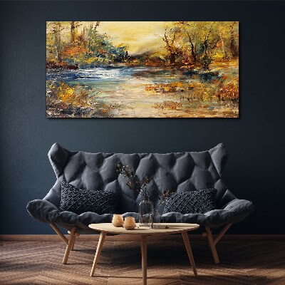 Tableau imprimé sur toile Rivière d'automne aux couleurs dorées