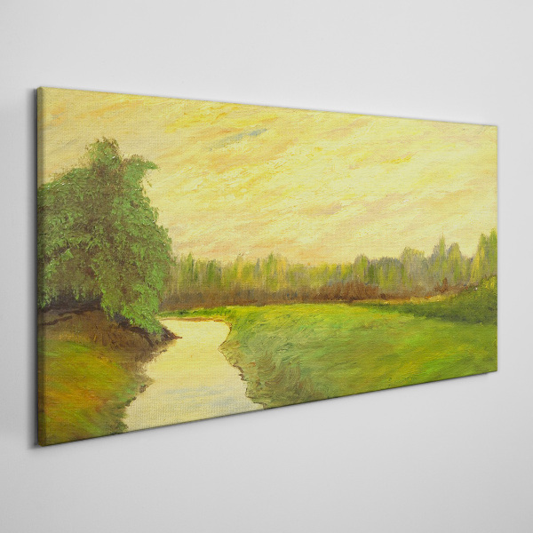 Tableau sur toile Un paysage paisible avec une rivière et des arbres