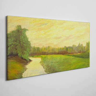 Tableau sur toile Un paysage paisible avec une rivière et des arbres