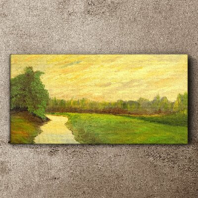 Tableau sur toile Un paysage paisible avec une rivière et des arbres
