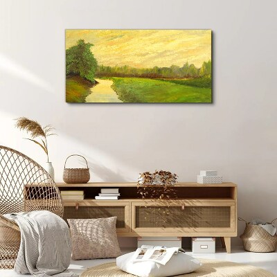 Tableau sur toile Un paysage paisible avec une rivière et des arbres