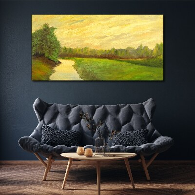 Tableau sur toile Un paysage paisible avec une rivière et des arbres