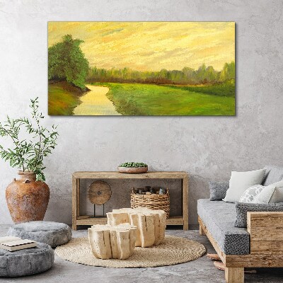 Tableau sur toile Un paysage paisible avec une rivière et des arbres