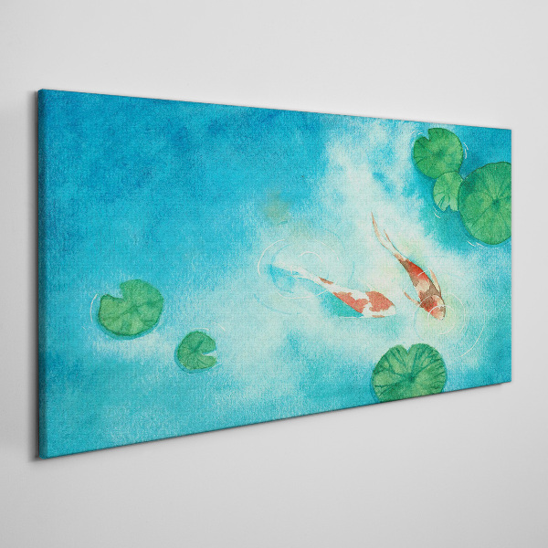 Tableau toile imprimée Koi dans l'eau bleue