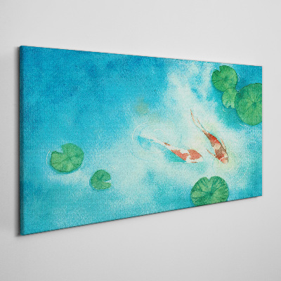 Tableau toile imprimée Koi dans l'eau bleue