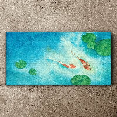 Tableau toile imprimée Koi dans l'eau bleue