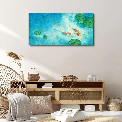 Tableau toile imprimée Koi dans l'eau bleue
