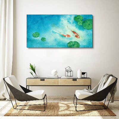 Tableau toile imprimée Koi dans l'eau bleue