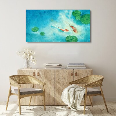 Tableau toile imprimée Koi dans l'eau bleue