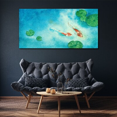 Tableau toile imprimée Koi dans l'eau bleue