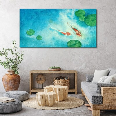 Tableau toile imprimée Koi dans l'eau bleue