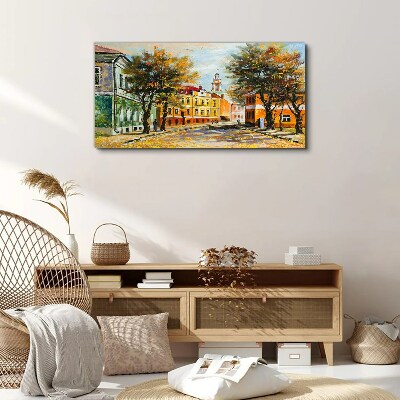 Tableau imprimé sur toile Rue d'automne en couleurs