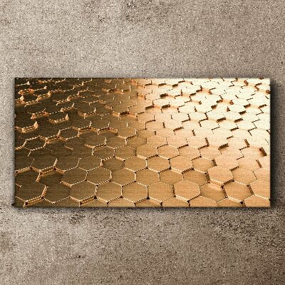 Tableau sur toile Hexagones dorés sur verre