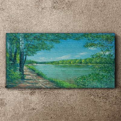 Tableau imprimé sur toile Un chemin tranquille au bord de l'eau