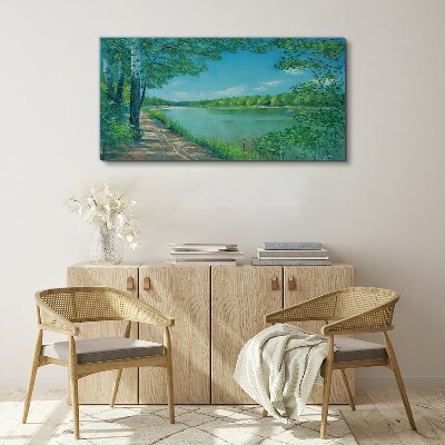 Tableau imprimé sur toile Un chemin tranquille au bord de l'eau