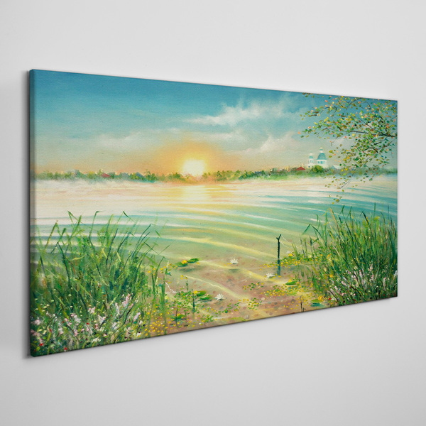 Tableau sur toile Une matinée tranquille au bord du lac