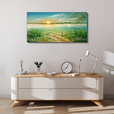 Tableau sur toile Une matinée tranquille au bord du lac