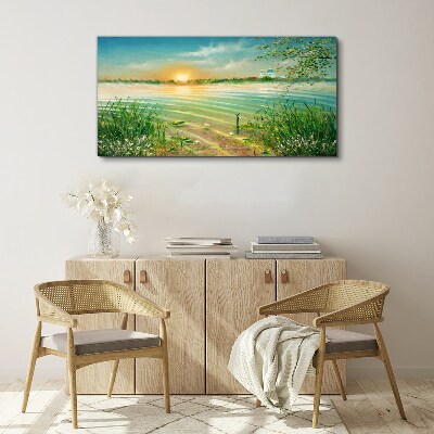 Tableau sur toile Une matinée tranquille au bord du lac