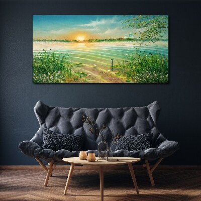 Tableau sur toile Une matinée tranquille au bord du lac