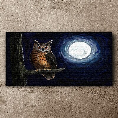 Tableau imprimé sur toile Chouette au clair de lune