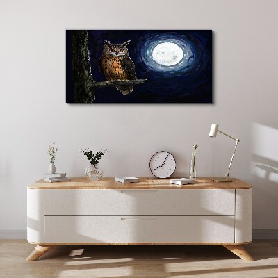 Tableau imprimé sur toile Chouette au clair de lune