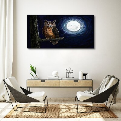 Tableau imprimé sur toile Chouette au clair de lune