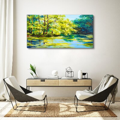 Tableau sur toile Paysage d'été au bord du lac