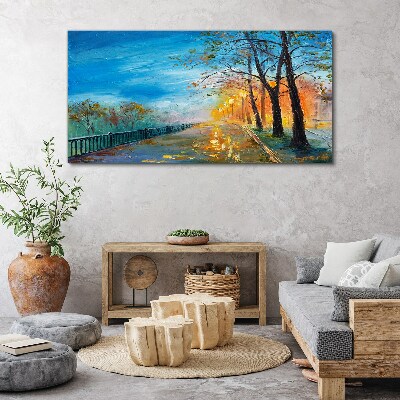 Tableau toile imprimée Allée d'automne au soleil