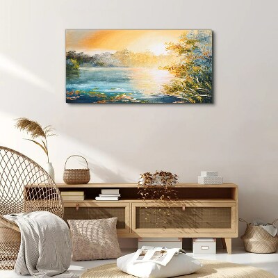 Tableau imprimé sur toile Matin calme au bord de la rivière