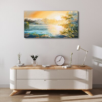 Tableau imprimé sur toile Matin calme au bord de la rivière