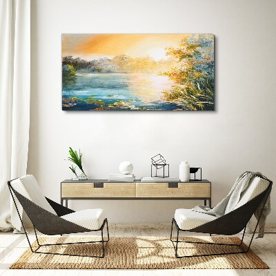Tableau imprimé sur toile Matin calme au bord de la rivière