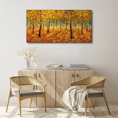 Tableau imprimé sur toile Forêt dorée dans l'aura d'automne