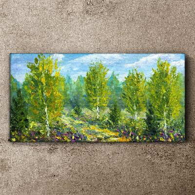 Tableau toile imprimée Arbres printaniers dans le vert