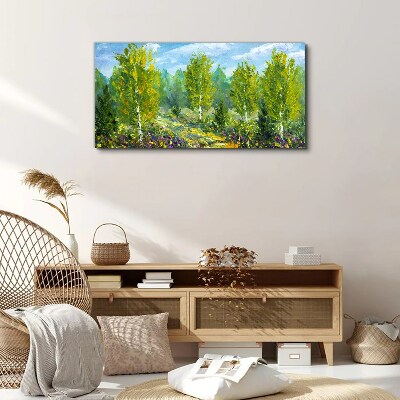 Tableau toile imprimée Arbres printaniers dans le vert